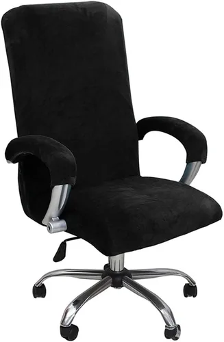 Vista 13 de ITFRO Funda para silla de oficina de 3 piezas con fundas para reposabrazos, funda de terciopelo blanco para silla de escritorio de computadora
