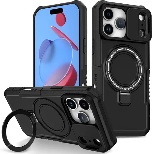 Vista 30 de Funda magnética para iPhone 11, soporte de anillo con ventana corrediza, funda protectora mate a prueba de golpes para iPhone 11 6.1, fundas