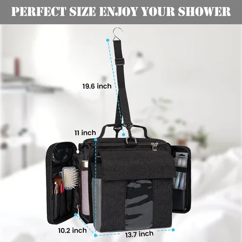 Vista 6 de Bolsa de mano para ducha, organizador portátil de gran capacidad, organizador de ducha colgante para viajes universitarios, gimnasio, campamento