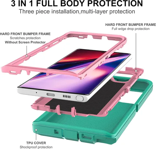 Vista 4 de Funda para Samsung Galaxy Note 10 con protector de pantalla de TPU flexible autorreparable [2 unidades], 3 en 1, cuerpo completo, a prueba