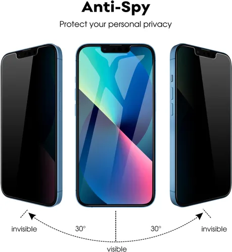 Vista 6 de JETech Protector de pantalla de privacidad para iPhone 13 de 6.1 pulgadas con protector de lente de cámara y funda antigolpes