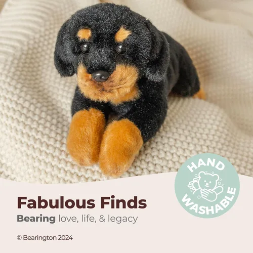 Vista 3 de Peluche Bearington Lil' Gunner El Rottweiler, Perro de Peluche de 8 Pulgadas