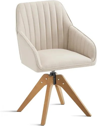 Vista 7 de Furniliving Silla Giratoria de Acento Moderna de Mediados de Siglo para Sala de Estar, Silla de Escritorio de Madera con Brazos, Sillas con Brazos