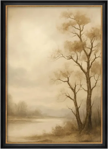 Vista 143 de MUDECOR Lienzo enmarcado prémium para pared, pinos nevados en bosque de invierno, ilustraciones modernas, arte contemporáneo, escénico, divertido