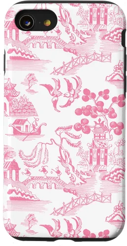 Vista 18 de Preppy Pink Willow Pattern Chinoiserie Toile Case for iPhone 17
