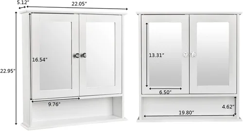 Vista 2 de Gabinetes de medicina de baño con espejo, gabinete de baño montado en la pared gabinete de almacenamiento de madera gabinete de pared de baño