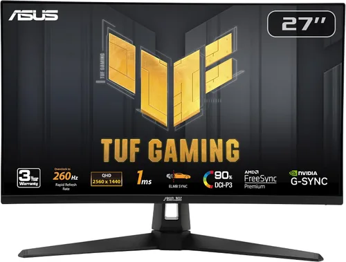 Vista 11 de ASUS TUF Gaming Monitor para juegos 2K HDR de 27 pulgadas (VG27AQ) - QHD (2560 x 1440), 165Hz (soporta 144 Hz), 1 ms, desenfoque de movimiento
