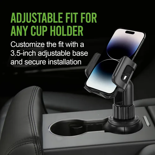 Vista 2 de Cellet Soporte de teléfono para portavasos de automóvil, soporte para teléfono, soporte universal ajustable compatible con Apple iPhone, Samsung