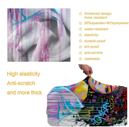 Vista 3 de NELife Protector de maleta de viaje para niña afroamericana, elástica, lavable, con cremallera oculta, adecuada para 18-32 pulgadas, -M, Blanco