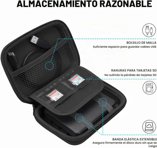 Vista 2 de Lacdo Estuche de transporte de disco duro para Toshiba Canvio Basics/Canvio Flex/Advance/Gaming Disco duro externo portátil 1TB 2TB 3TB 4TB 2.5