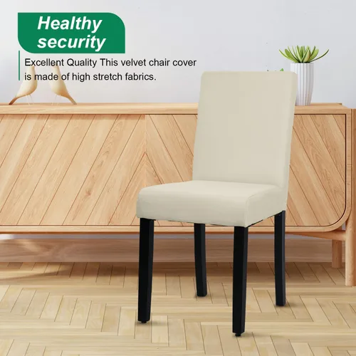 Vista 3 de PayLessHere Juego de 4 sillas de comedor de diseño elegante y moderno, tapizadas de tela, color beige