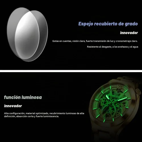 Vista 5 de OLEVS Relojes mecánicos automáticos para hombre de cuerda automática impermeables de acero inoxidable, relojes de pulsera de lujo costosos