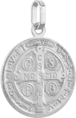 Vista 2 de Collar de plata de ley de 0.787in con medalla de San Benito para hombres y mujeres, 1316 pulgadas, redondo, Italia, 16-24 pulgadas, Plata esterlina