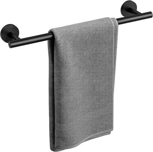 Vista 15 de Toallero negro mate de 18 pulgadas, toallero de baño grueso, toallero montado en la pared, barra de toalla de acero inoxidable SUS304, decoración