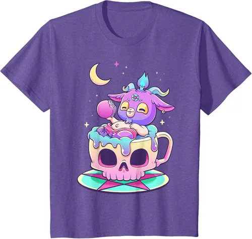 Vista 42 de Kawaii Pastel Goth Cute espeluznante Pentáculo Baphomet - Camiseta de cabra, Negro