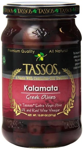 Vista 4 de Tassos Aceitunas Kalamata en vinagre de vino tinto, 13 onzas