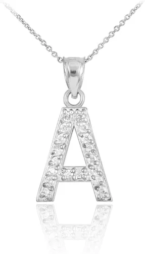 Vista 41 de Claddagh Gold . Collar con colgante de letra inicial de plata de ley 925 con circonita cúbica - Elección de tamaños