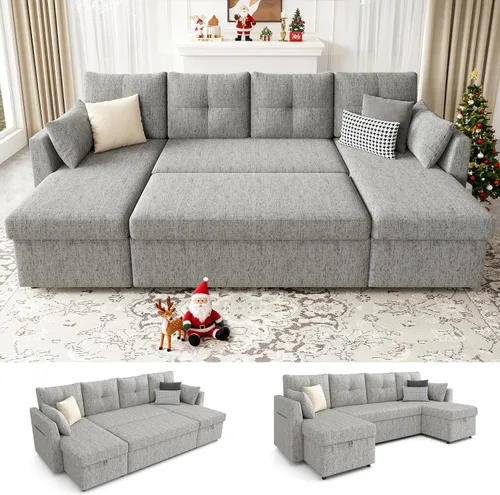 Vista 11 de Huatean Home Sofá cama de gran tamaño, sofá cama seccional, gris oscuro