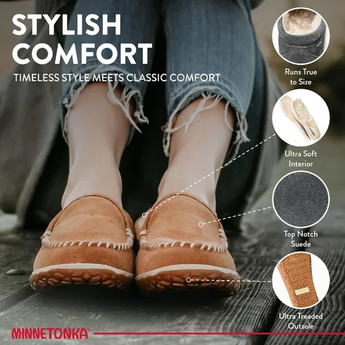 Vista 3 de Minnetonka Tilden - Pantuflas de gamuza para interior y exterior para mujer