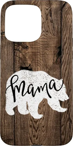 Vista 31 de Woodgrain Rustic Farmhouse Shiplap Brown Wooden Mama Bear Case for iPhone 17
