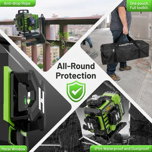 Vista 7 de Huepar Nivel láser W04CG 360 autonivelante con poste de nivel láser LP36A