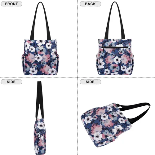 Vista 4 de HUA ANGEL Bolsa de viaje Bolso de hombro casual ligero diario floral para ir de compras, trabajo, gimnasio, playa