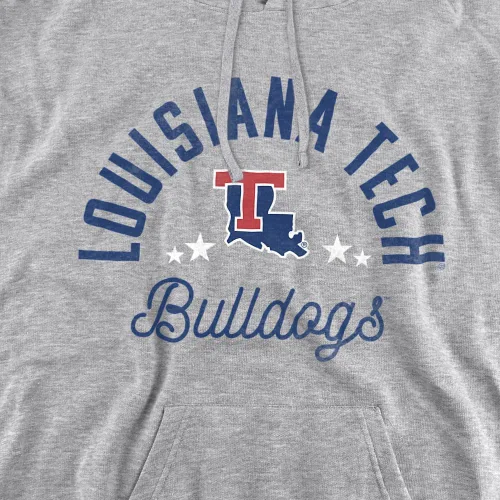 Vista 2 de Louisiana Tech University Sudadera con capucha unisex oficial de Bulldogs para adultos Athletic Heather