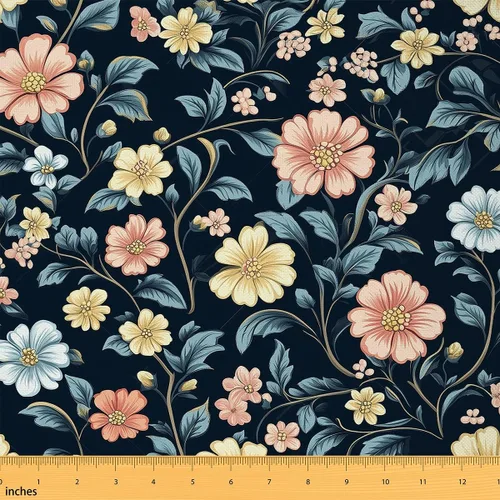 Vista 14 de Feelyou Tela de Flores Groovy por Yarda 1 Yarda Niños Tela de Tapicería Floral Retro para Sillas para Niños Niñas Adolescentes Flores Hippie