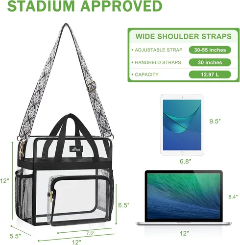 Vista 86 de MAY TREE Bolsa transparente para eventos en estadios de 12 x 6 x 12 pulgadas, bolsa de almuerzo transparente con correas reforzadas para trabajo