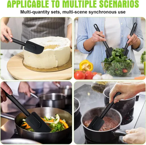 Vista 6 de Meekoo 5 espátulas de goma de 10 pulgadas, espátula de silicona resistente Negro