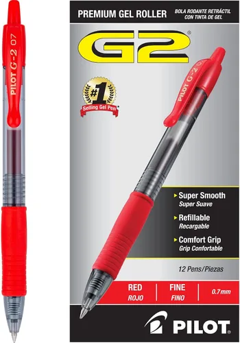 Vista 9 de Pilot G2 - Bolígrafos de gel de alta calidad de 0.7, punta fina para escritura suave, color negro, paquete de 12
