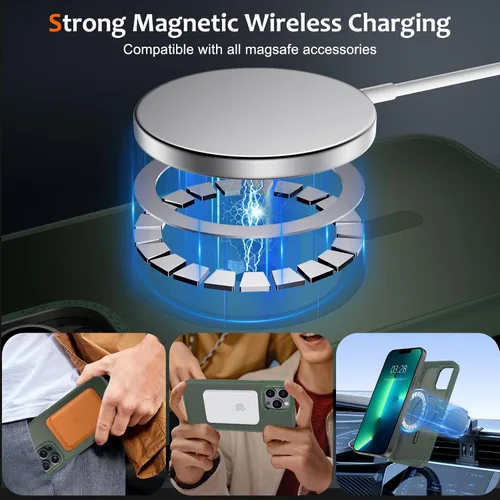 Vista 921 de Anuck - Funda magnética para iPhone 11 compatible con MagSafe, carcasa trasera mate translúcida dura, borde de TPU, delgada, resistente a impactos