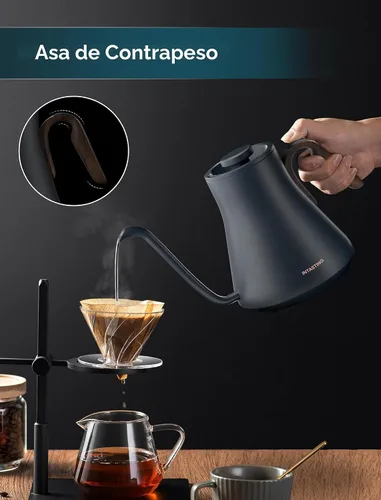 Vista 2 de INTASTING Hervidor eléctrico, hervidor eléctrico de cuello de cisne, control preciso de temperatura de ±1 ℉, interior de acero inoxidable, Azul