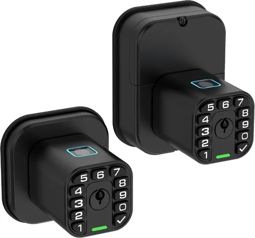 Vista 8 de IU53 Cerradura de puerta con huellas dactilares y teclado de doble cara, biométrica para todo clima, completamente impermeable con códigos de doble