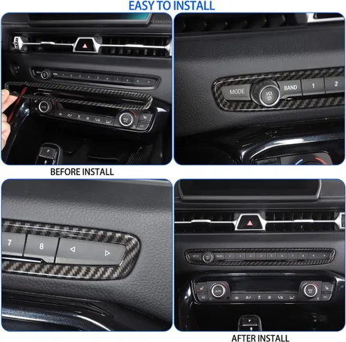Vista 6 de Marco de perilla de volumen de consola central compatible con Toyota Supra GR A90 A91 MK5 2019-2026, marco decorativo de perilla de interruptor