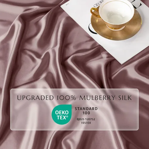 Vista 60 de THXSILK Juego de sábanas bajeras de 100% seda de morera, 3 piezas de seda 7A+, transpirable, suave, sábana bajera de 16 pulgadas de profundidad, 2