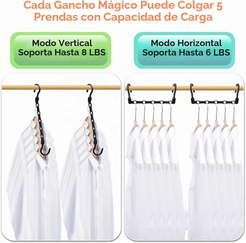 Vista 5 de Organizadores y almacenamiento de armario, perchas mágicas que ahorran espacio para 60 prendas pesadas, esenciales para dormitorio universitario