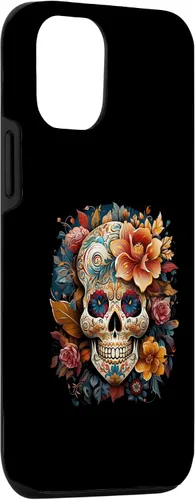 Vista 3 de iPhone 14 Floral Mexican Skull Day of the Dead Dia De Muertos Funda Mujer