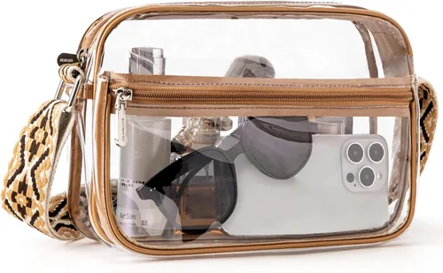 Vista 13 de BOSTANTEN Bolsa transparente para mujer, aprobada para estadios, bolsas transparentes pequeñas, bolso cruzado de moda para conciertos, eventos
