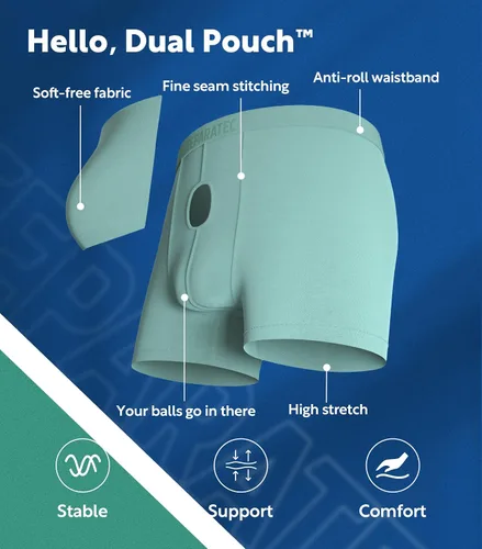 Vista 4 de Separatec Ropa interior para hombre con doble bolsa, calzoncillos tipo bóxer que absorben la humedad, rayón de bambú, transpirable, refrescante 1