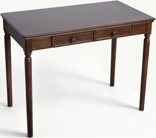 Vista 11 de Escritorio de madera maciza con cajones, escritorio de computadora de madera para oficina en casa, escritorio de estudio de juegos para espacios