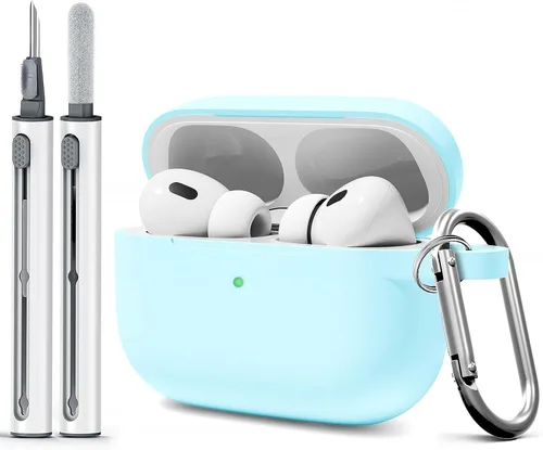 Vista 17 de Funda para AirPods Pro con kit de limpieza, funda de silicona suave para Apple AirPod Pro de 1ª/2ª generación, accesorios de funda AirPods Pro/Pro 2