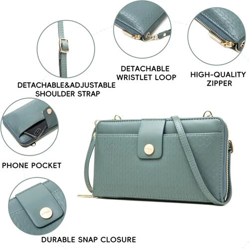 Vista 3 de Prettyzys Wallet Women Rfid Crossbody Bag Handbag - Handmade Blocking Wristlet Clutch Zipper for Ladies Teenage Girls