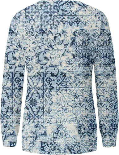 Vista 2 de Sudaderas de otoño para mujer, talla grande, blusas casuales de manga larga, suéter cómodo, holgado, moderno, ajustado