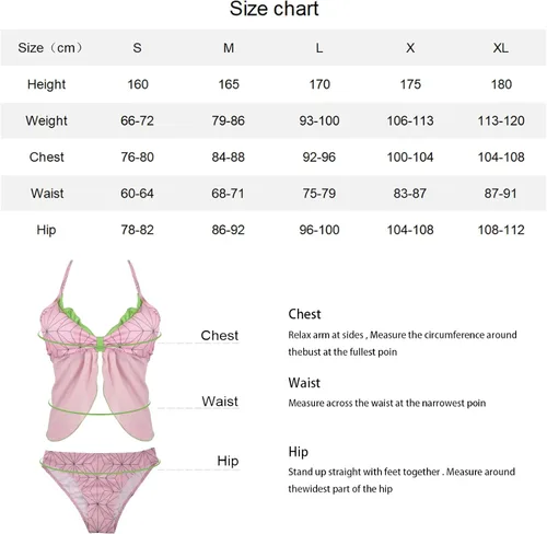 Vista 6 de polemaetus Traje de baño Kamado Nezuko para mujer, bikini de dos piezas, traje de baño de anime halter, Nezuko