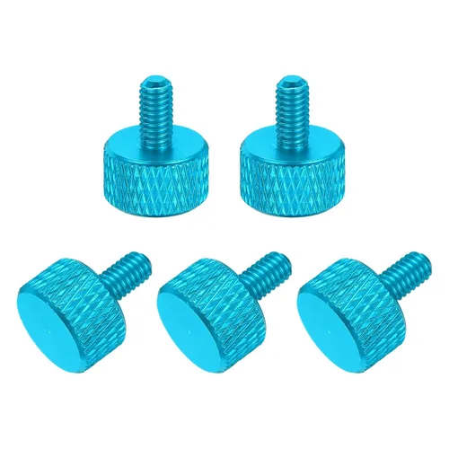 Vista 43 de MECCANIXITY 5 piezas M6x14mm Tornillos de pulgar estriado de cabeza plana, pernos de rosca completa de aleación de aluminio sólido para carcasas