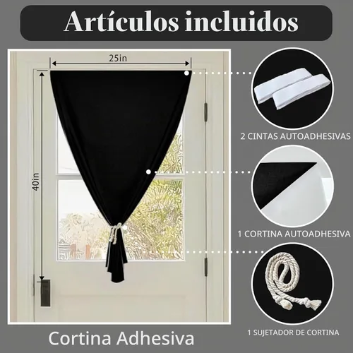 Vista 6 de Cortina opaca adhesiva, tratamiento completo de ventana de oscuridad para oficina en casa