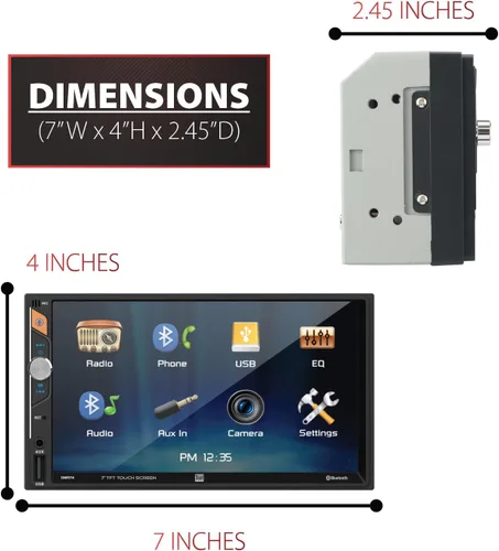 Vista 6 de Dual Electronics DMR74 Estéreo de coche de doble DIN con pantalla táctil de 7 pulgadas, Bluetooth Backup camera input, hands-free Bluetooth