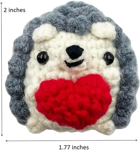 Vista 4 de Cute Valentines Day Gifts, Emotional Support Gifts Finished Crochet Hedgehog with Heart Pocket Hug, Greeting Cards (Pack of 3)