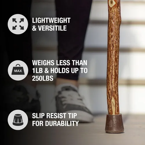 Vista 5 de Brazos Rustic Wood Walking Stick, Twisted Sassafras, Traditional Style Handle, for Men & Women, Made in The USA